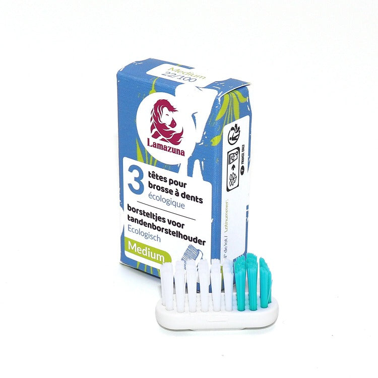 Lamazuna -- Recharge de 3 têtes de brosse à dents Medium