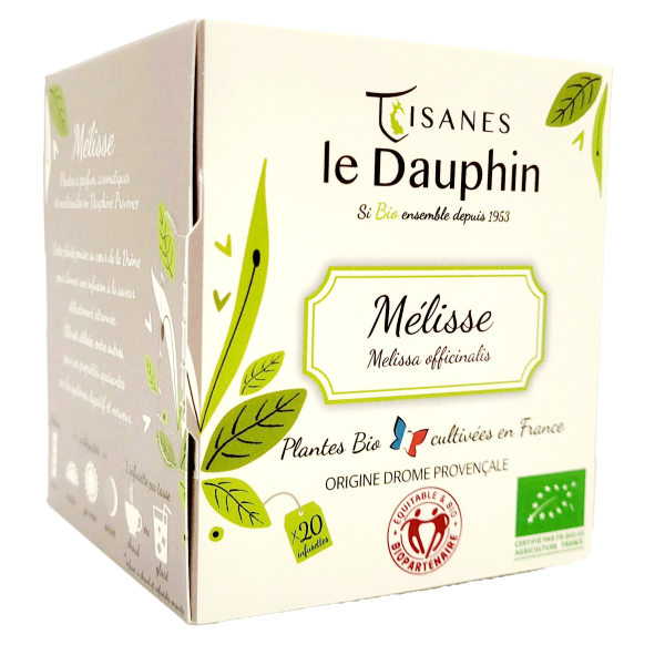 Tisanes Le Dauphin -- Infusion bio mélisse origine drôme (origine France) - 20 infusettes