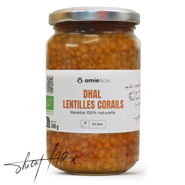 Omie -- Dhal de lentilles corail bio (tomates, lentilles françaises) - 340 g